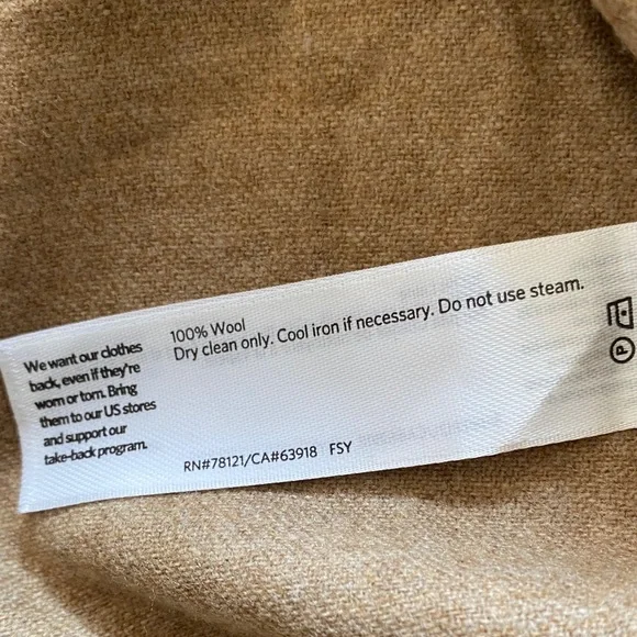 Eileen Fisher Shirt Women Large Tan Wool Chore Long Sleeve Workwear Minimalist - Picture 7 of 10